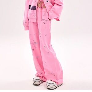 Stylish Pink Wide Leg Women's Pants